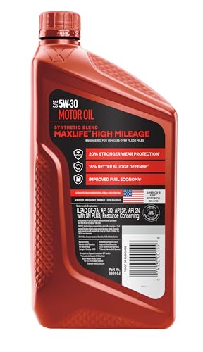 Image of Valvoline MaxLife High Mileage 5W-30 Synthetic Blend Motor Oil 1 Quart, Pack of 6