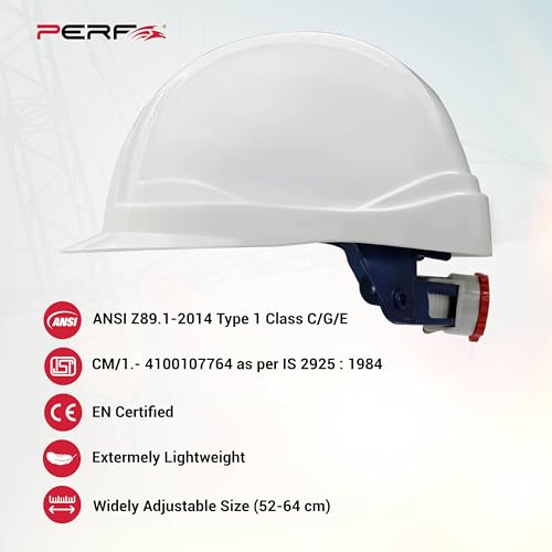 Image of PERF Safety Helmet for Construction & Outdoor Work|Easy 3D Fitting System for Any Head Size|Lightweight|8-Point Support Easy Impact Absorption Sweatband|Orbit-R|White