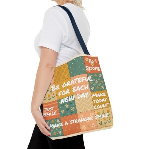 Patchwork Inspirational Tote Bag, Motivational Gift for Friends, Positive Vibes, Everyday Use, Handbag, Shopping Bag, Beach3