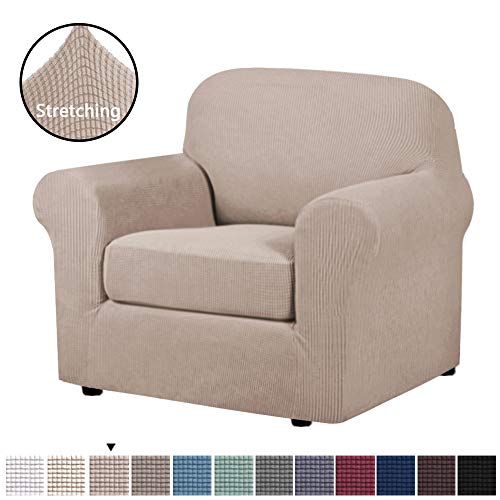 H.VERSAILTEX Armchair Slipcover Chair Cover 2 Piece Stretch Slipcovers Furniture Protector with Elastic