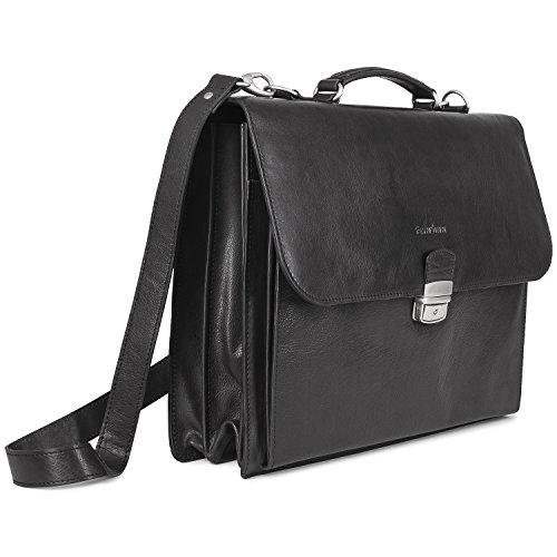 Serviette ordinateur cuir 15.4 pouces cartable porte-document - 2