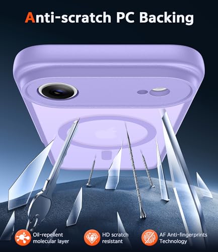 Image of FNTCASE for iPhone Air Case Matte: Magnetic Phone Cases with Screen Protector Drop Proof Compatible with Magsafe Slim Anti Yellowing Rugged Shockproof Protective Translucent Cell Cover (C-Purple)