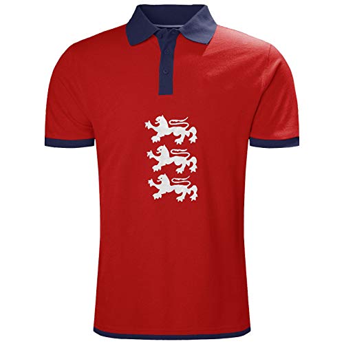 Mens Polo TOP England Short Sleeve TOP Sports Cricket Football Golf T-Shirt TEES[Red Lions,M]