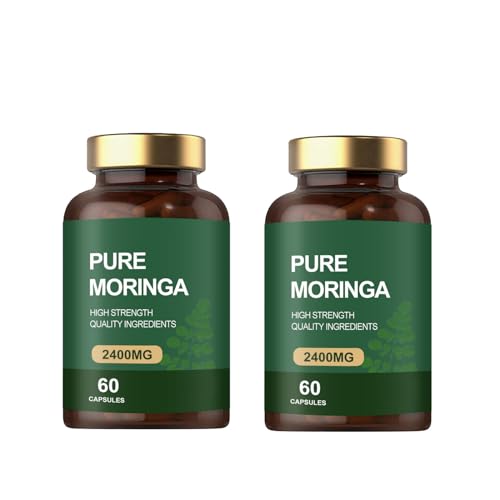 Extracto de hojas de Moringa Oleifera: energía natural para vitalidad y apoyo a la piel, tanto para hombres como para mujeres, 60 unidades,2pcs