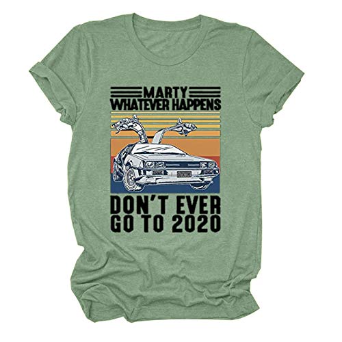 Letter Printing Round Neck Short Sleeve T-Shirt Cat Shirt Casual Tops Blouse Half Hood Half Holy Shirts Crewneck Tops Green