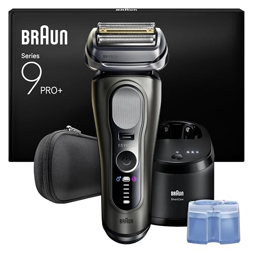 Braun Series 9 PRO+ Elektrorasierer Herren, 5+1 Ultradünne Präzisionsklingen, Pro-SensoAdapt, Rasierapparat mit 60 Min. Akku, 6-in-1 SmartCare Center, Nass- und Trockenrasierer – 9665cce, Graphit
