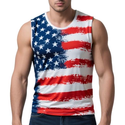 DZMDIP Mens American Flag Tank Tops Patriotic Gym Muscle Sleeveless Shirts Beach Tank Tops (XL Z3910A1)
