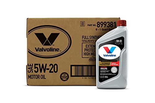 Image of Valvoline Extended Protection High Mileage with Ultra MaxLife Technology 5W-20 Full Synthetic Motor Oil 1 QT, Case of 6