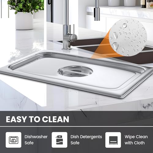 Aplancee 6Pcs Steam Table Pan Lid of Stainless Steel with Handle Full Size for Food Cover