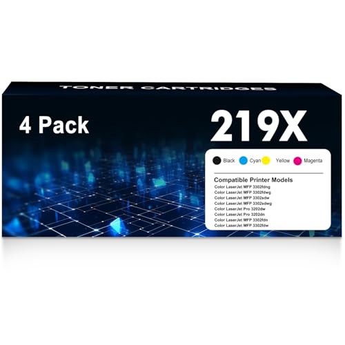 219X 219A MFP 3302FDWG Toner Kompatibel für HP 219X 219A W2190X für HP Color LaserJet Pro MFP 3302FDWG 3302SDWG 3302FDNG 3302FDW 3302FDN 3202DW 3202DN (4er-Pack Schwarz Cyan Gelb Magenta)