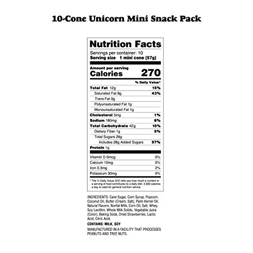 Popcornopolis Popcorn 10 Cone Snack Pack Including Natural Berry and Lemon Fruit Flavored Unicorn Popcorn, Unicorn