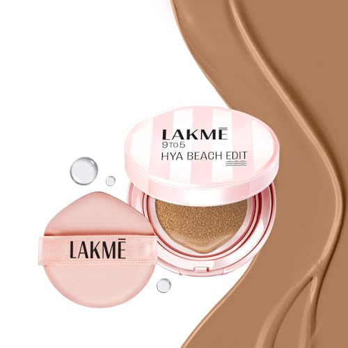 Image of Lakme 9to5 Hya Matte, Beach Edit Cushion Foundation, C 280-Cool Tan, Matte Finish, Buildable Coverage, SPF 40, 12 gm