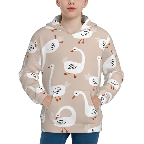 White Goose Kid Hoodies Boys Sweatshirts Girls Pullover with Pocket