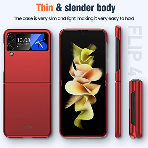 Vizvera For Samsung Galaxy Z Flip 4 Case, Shockproof Protection Anti-Scratch Phone Case For Galaxy Z Flip 4 5G (2022)- Red #TOP4