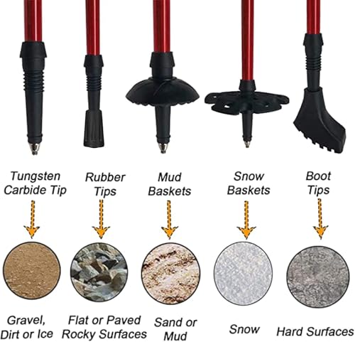 Image of Hiking Trekking Poles, 2 Pack Collapsible,Lightweight, Anti Shock, Hiking or Walking Sticks,Adjustable Hiking Pole for Men and Women (2pcs Red)