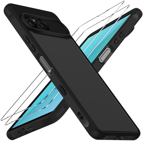 ivoler Funda Mate Negro para Sony Xperia 10 VII con 2 Piezas Cristal Templado, [Protección Militar] Carcasa Protectora Antigolpes Trasera Translúcida Antihuellas Antiarañazos Duro Bumper Case