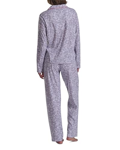 Karen Neuburger Women's [Petite] Girlfriend Long Sleeve Notch Collar Button Up Top and Pant Bottom 2-Piece Pajama Set4