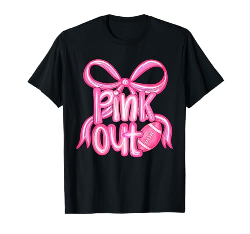 Pink Out Football Bow Preppy Breast Cancer Awareness Women T-Shirt