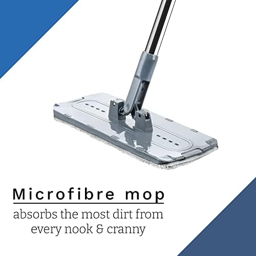 STERLING PRODUCT Innovative Microfibre Flat Mop and Bucket Floor Cleaning Set Black Colour ( 9 Litre Bucket)