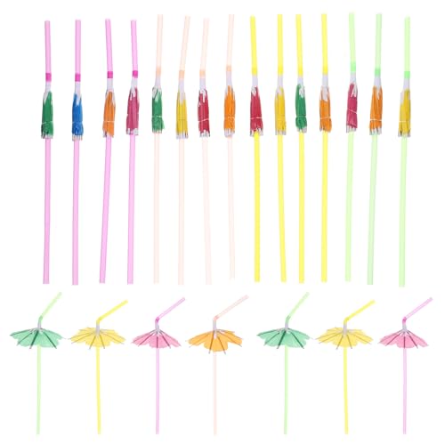 100 pitillos desechables de papel y plástico con sombrilla miniatura 1