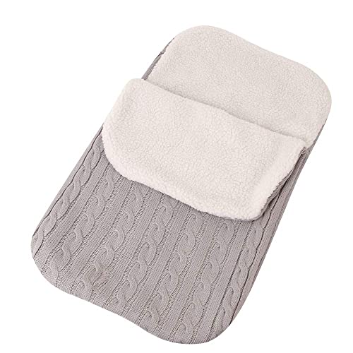 IEUUMLER Baby Neugeborene Gestrickt Wickeln Swaddle Decke Schlafsack für Kinderwagen, Buggy, Babytrage IE051 (Light Grey) Cover