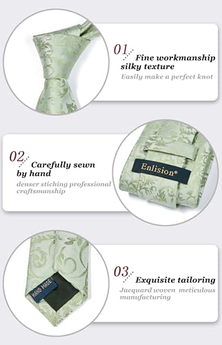 Image of Enlision Mens Ties Solid Color Satin Necktie Ties for men Handkerchief Cufflinks Pocket Squares for Wedding