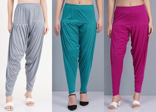 Image of Buy That Trendz Patiala Pant Combo Pants for Womens Pack of 3 Viscose Patiyala Salwar Bottoms
