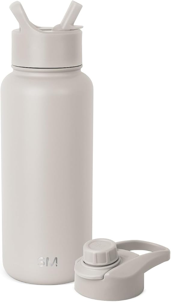 Simple Modern Water Bottle with Straw and Chug Lid Vacuum Insulated Stainless Steel Metal Thermos Bottles | Reusable Leak Proof BPA-Free Flask for Sports | Summit Collection | 32oz, Almond Birch
