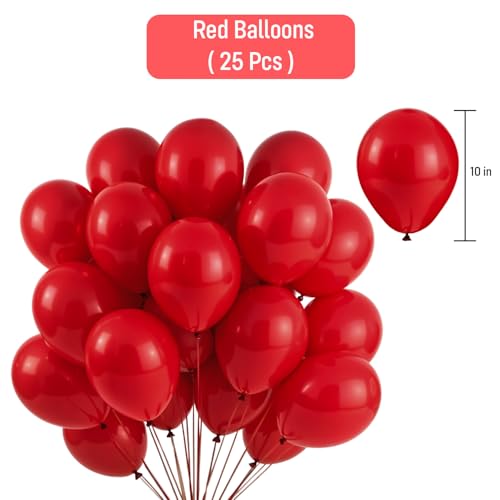 Image of Party Propz Red Balloons for Decoration- Set of 25 Pcs Valentine Balloons for Decoration, Anniversary & Birthday Decoration Items Latex Balloons | valentine's decor (Latex)