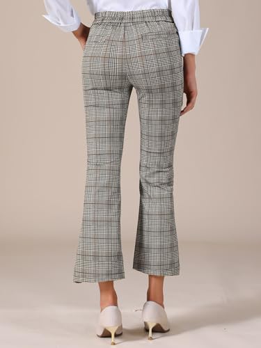 Allegra K Women's Plaid Suit Pants High Waist Side Slit Business Office Trousers with Pockets4