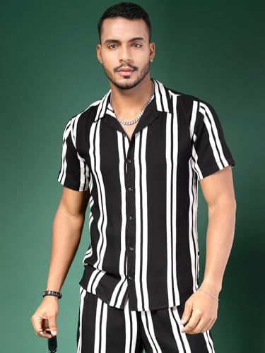 Image of Rigo Printed Co-Ord Set for Men | Casual Shirt & Shorts Night Suit Set | Lounge-wear Nightdress Pajama Set for Mens & Boys | Night Wear, Beach Wear, Vacation Wear Outfit