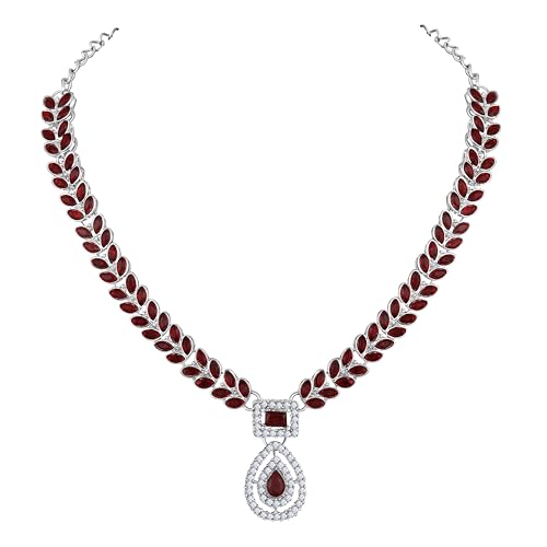 Image of Atasi International AD Diamond Kundan Style Silver Plated Crystals Necklace