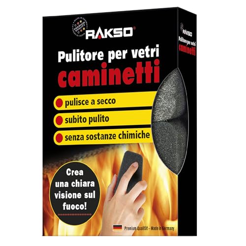 RAKSO Pulitore per vetri e caminetti e stufe Spugna – Pulitore caminetti – stufe e pulitore per vetri caminetti – 2 pezzi