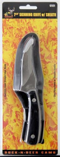 Durable Wood Camouflaged Handled Hunting Knife with a single 7-1/4 Straight Edge Blade made of Stainless Steel