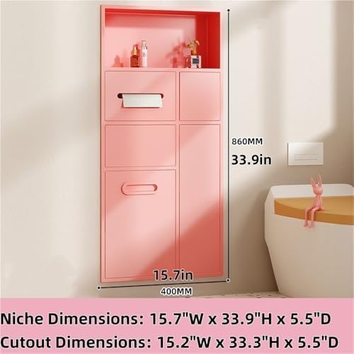 Modern Wall-Mounted Recessed Toilet Storage Cabinet with Trash Can & Paper Holder, Stainless Steel Space-Saving Design for Bathroom & Kitchen Organization