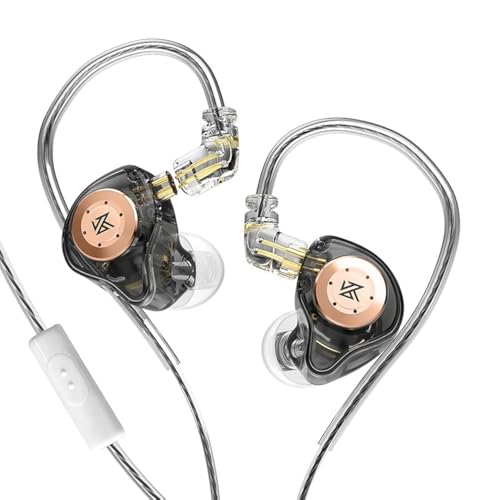 KZ EDX PRO In Ear Monitor,10MM Dual Magnetic Dynamic Unit Low Frequency HiFi Earphone Headphone with 0.75MM 2PIN Detachable Design Cable (Translucent Black, With Mic)