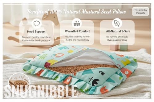Image of Baby Pillow Jungle Print Cotton Pillow with Mustard Seed Filling (sea Green)