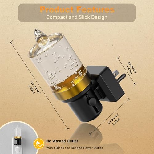 Image of JandCase LED Night Light, Candle Night Lights Plug into Wall Amber, Auto On /Off Light Sensor Nightlight, 0-100LM Brightness Dimmbale Nightlight, for Bathroom Hallway Bedroom Kids Room 2Pack