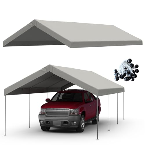 12x20 FT Carport Canopy Top, Waterproof UV-Resistant Grey