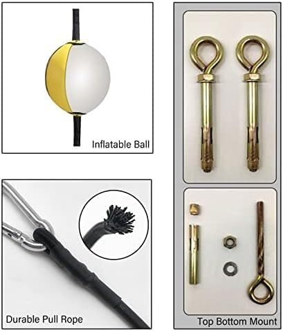 Speed Bag for Boxing, Speed Bags for Boxing Doorway, Double Sided Punch Bag Adult Kids Reflex Bag Floor to Ceiling Mount, Hanging Relief Stress Ball Leather Inflatable