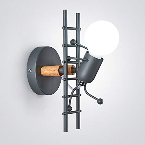 Mengjay Humanoïde Créatif Applique Murale Interieur Lampe Murale Moderne Lampe de Mur Art Déco Max 60W E27 pour Chambre à Coucher, Chambre D'enfants, Couloir, Restaurant, Escalier, Cuisine
