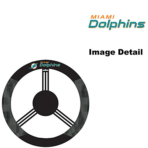 LA Auto Gear Miami Dolphins NFL Team Logo Car Truck SUV Poly-Suede Mesh Steering Wheel Cover