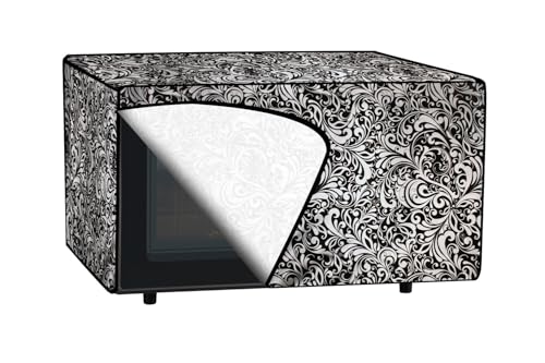 Image of The Furnishing Tree microwave oven cover compatible for IFB 28 Liters Convection 28BC5, Waterproof, Dustproof, Wipeable, Cover Size In CM: (50x48x29), Floral pattern Black