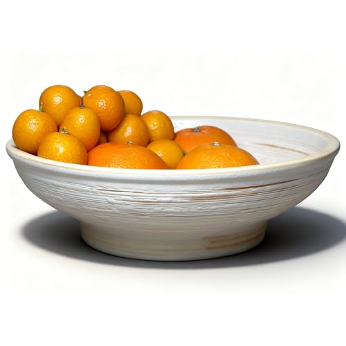 Rliguanrui 9 Inch Decorative Bowl, Embossed Textured Ceramic Centerpiece Bowl For Tabletop, Floral Fruit Display, Kitchen & Dining Serving Bowl, Farmhouse, Bohemian Home Deco