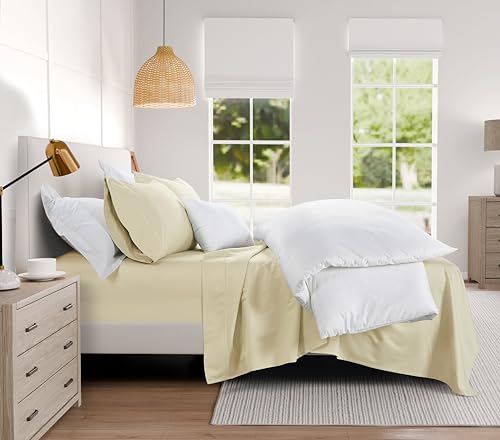 Image of Queen Size Bed Sheets, 1000 Thread Count Sheets Queen Size Bed Set - Ivory