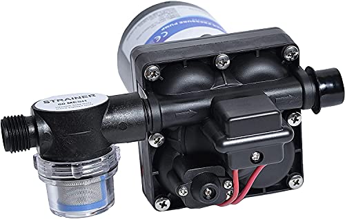 BE034-N Pompa wodna 4008-101-E65 42 serii 12 V 3,0 GPM 55PSI kompatybilna z RVs, łodziami, jachtami i łodziami, samozasysająca, 9,8 stopy