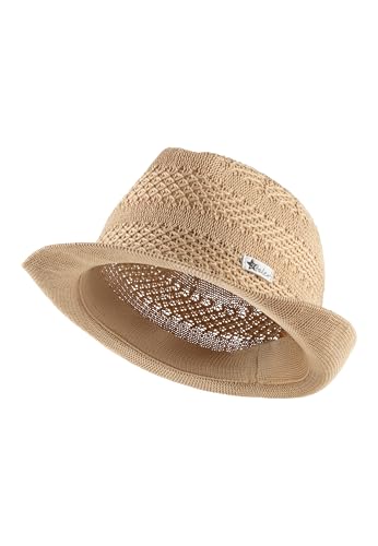 Sterntaler Strohhut Soft - Modischer Hut mit Kunstleder Logo Patch - Mädchen Sonnenhut - Baby und Kinder Kopfbedeckung - Strandkappe - Natur Größe 53