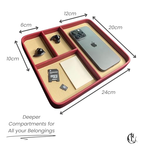 The Chill Tray - Bandeja Organizadora de Escritorio Valet - Cuero Vegano Premium, EDC Catchall, Almacenamiento Versátil, Teléfono, Joyería, Accesorios de Oficina, Llaves, Reloj, Caddy para Mesita de - imagen 9