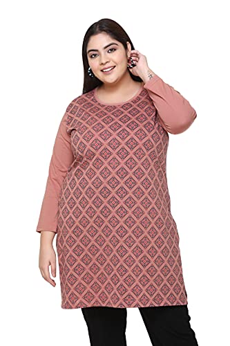 Image of In Love Women's Plus Size Printed Long Tops, Round Neck 3 /4 Sleeve Relaxed Fit Longline T-Shirt Tunic