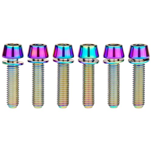 Image of Titanium Ti Allen Hex M5x16 18mm Tapered Head Bolt with Washer Screw for Bicycle Stem Parts Pack of 6 (Ranibow, M5x18mm)